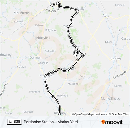 838 bus Line Map