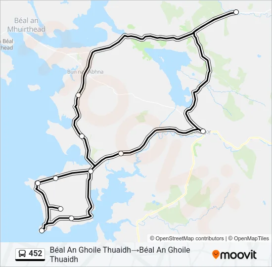 Plan de la ligne 452 de bus