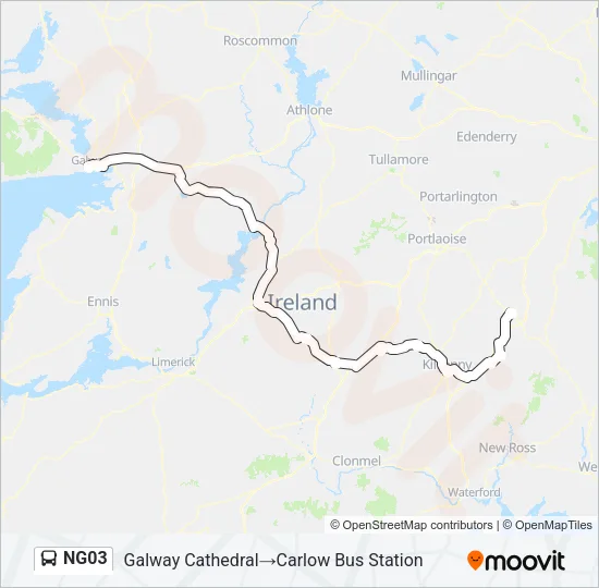 Plan de la ligne NG03 de bus