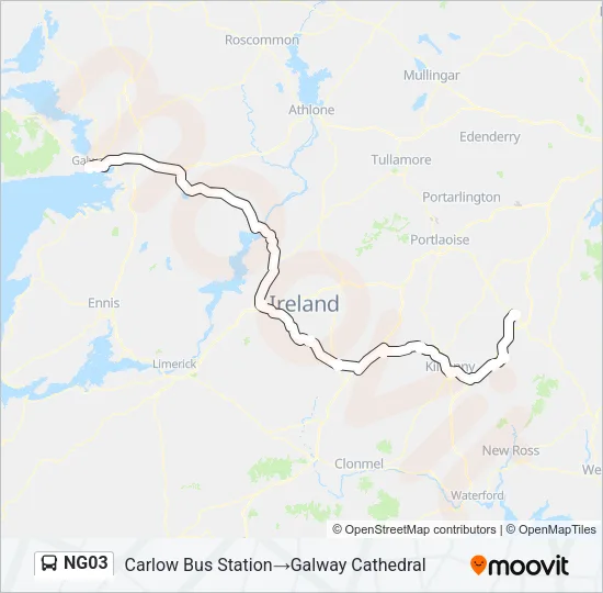 Plan de la ligne NG03 de bus