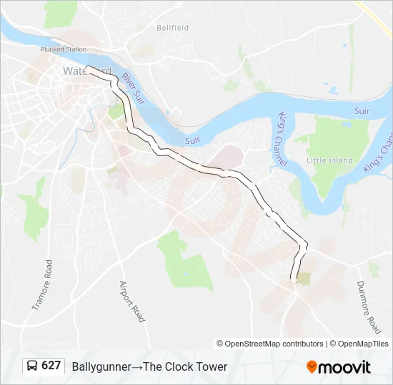 Plan de la ligne 627 de bus