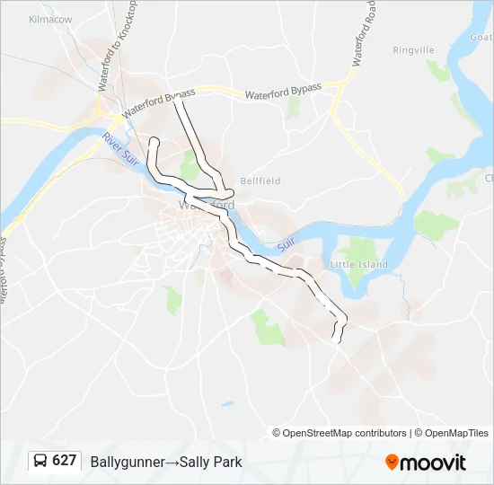 Plan de la ligne 627 de bus