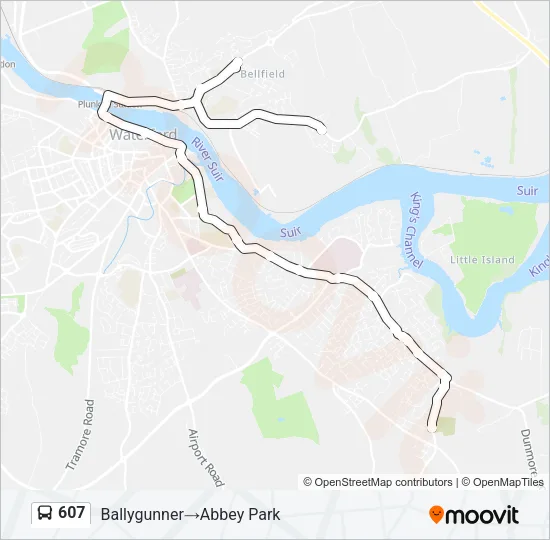 Plan de la ligne 607 de bus
