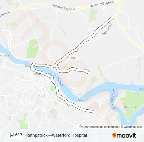 Plan de la ligne 617 de bus