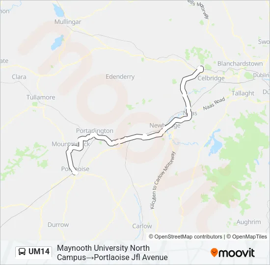 Plan de la ligne UM14 de bus