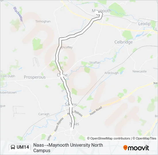 Plan de la ligne UM14 de bus