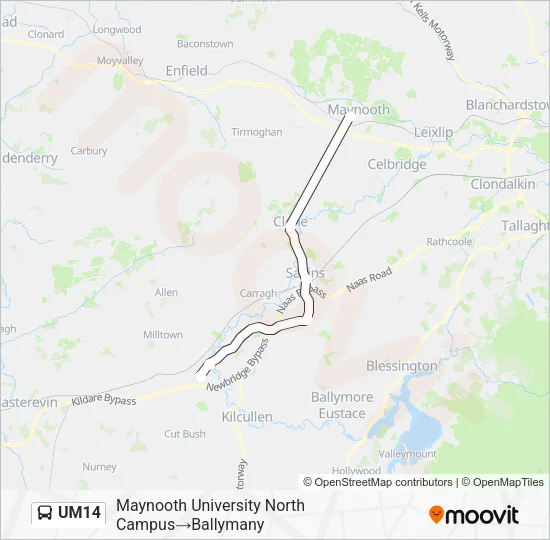 UM14 Bus Line Map
