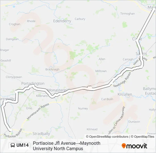 Plan de la ligne UM14 de bus