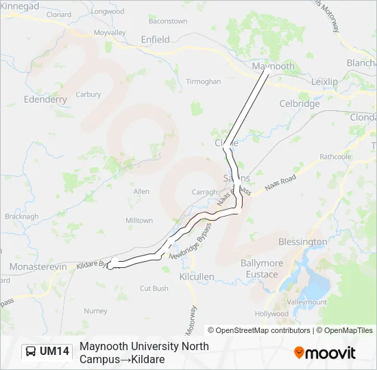 Plan de la ligne UM14 de bus