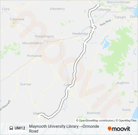 Plan de la ligne UM12 de bus