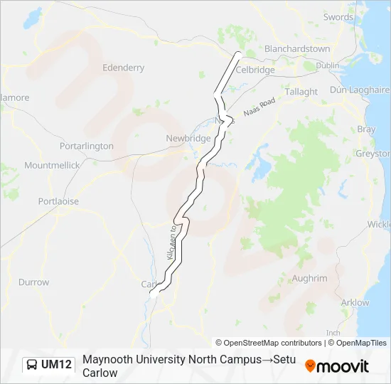 Plan de la ligne UM12 de bus