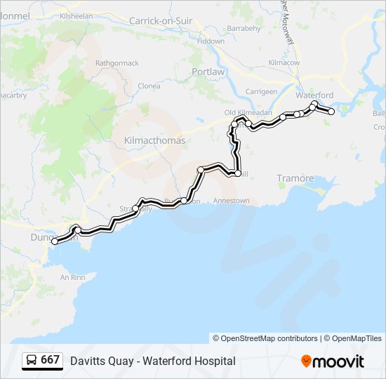 667 bus Line Map