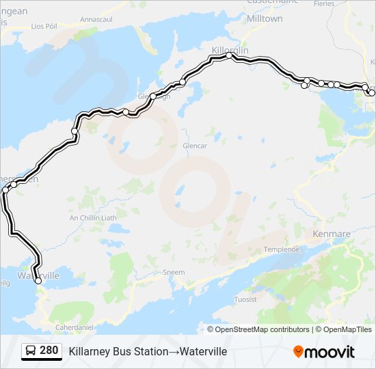 280 bus Line Map