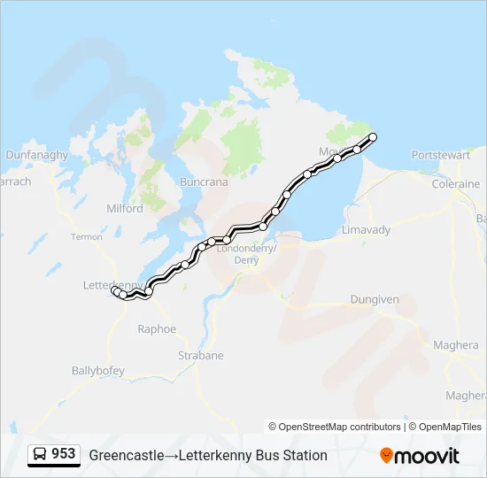 953 Bus Line Map
