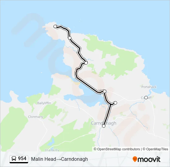954 Bus Line Map
