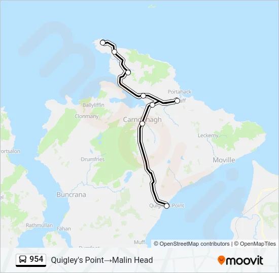 954 Bus Line Map