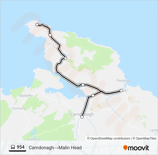 954 Bus Line Map