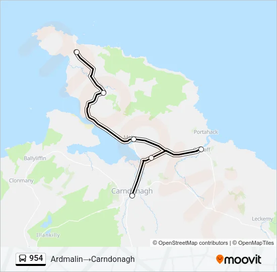 954 Bus Line Map