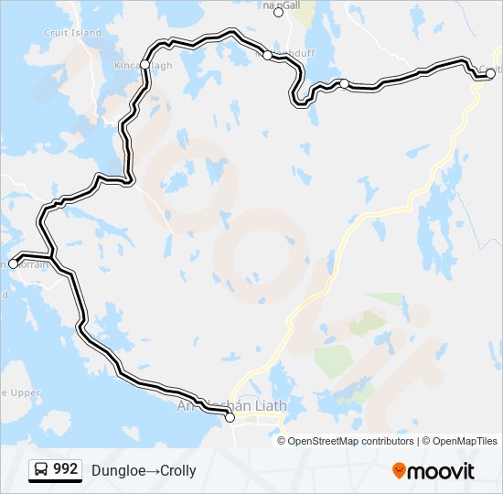 Plan de la ligne 992 de bus