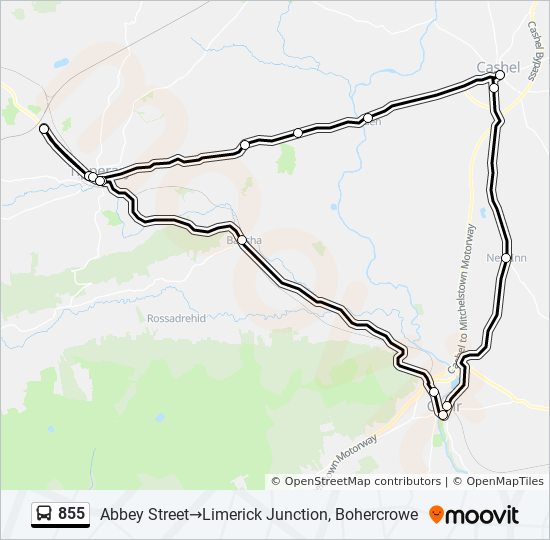 Bus 855 Route Map 855 Route: Schedules, Stops & Maps - Abbey Street‎→Limerick Junction,  Bohercrowe (Updated)