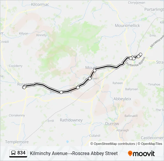 834 Bus Line Map