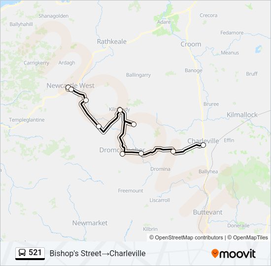 521 bus Line Map