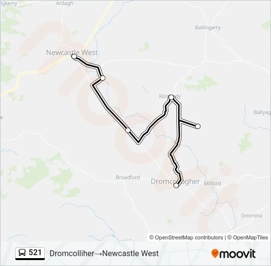 521 Bus Line Map