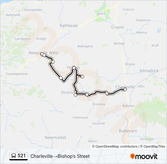 521 Bus Line Map