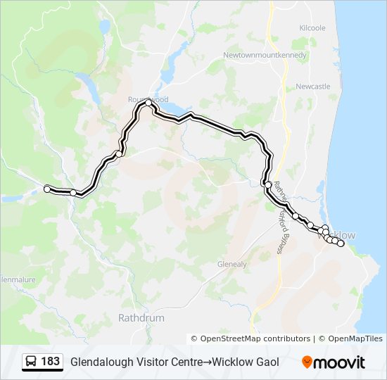 Bus 183 Route Map 183 Route: Schedules, Stops & Maps - Glendalough Visitor Centre‎→Wicklow  Gaol (Updated)