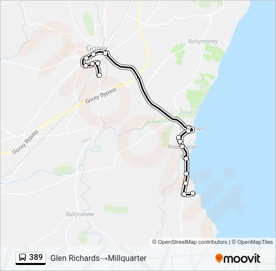 389 Bus Line Map
