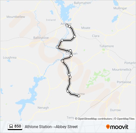 Plan de la ligne 850 de bus