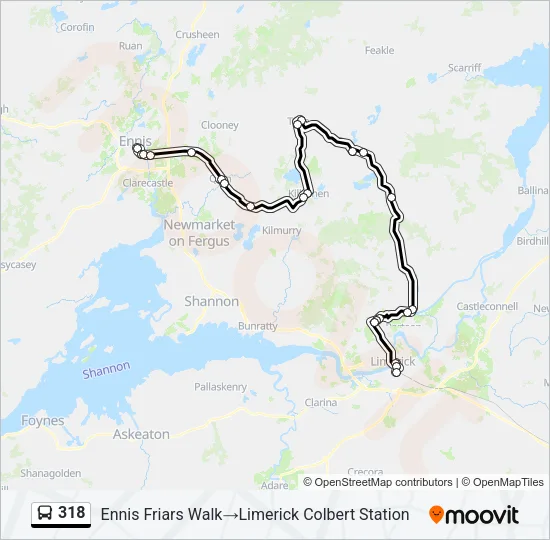 318 Bus Line Map