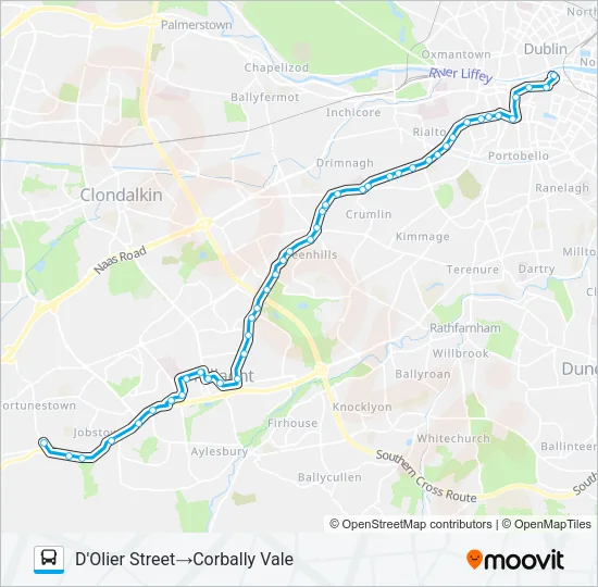 D'OLIER STREET - CITYWEST Bus Line Map