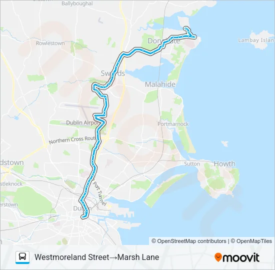 WESTMORELAND STREET - BALBRIGGAN Bus Line Map
