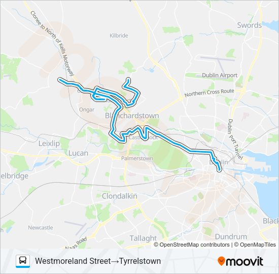 WESTMORELAND STREET - TYRRELSTOWN Bus Line Map