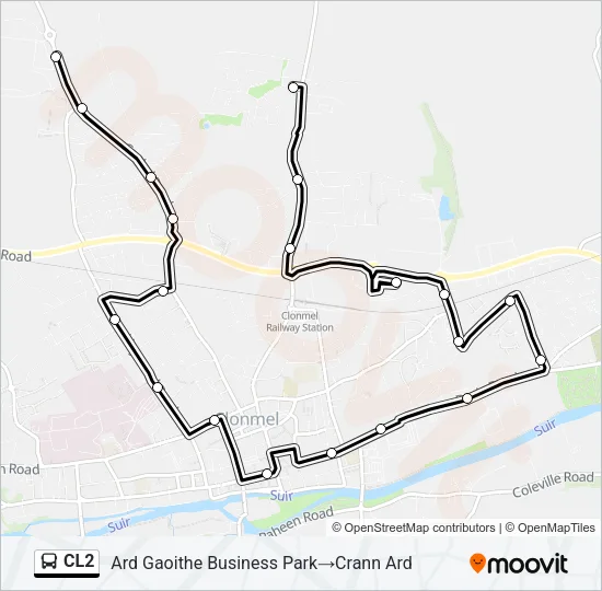 Plan de la ligne CL2 de bus