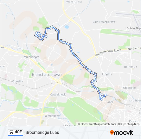 Plan de la ligne 40E de bus