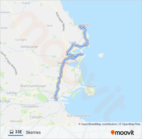 33E Bus Line Map