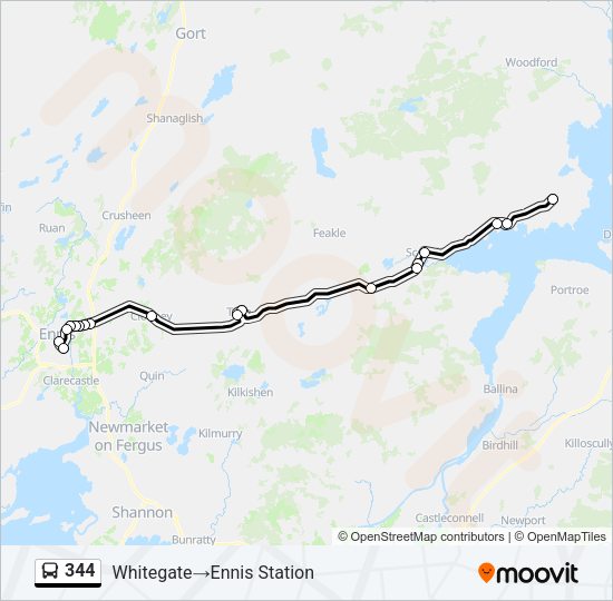 344 Route: Schedules, Stops & Maps - Whitegate‎→Ennis Station (Updated)