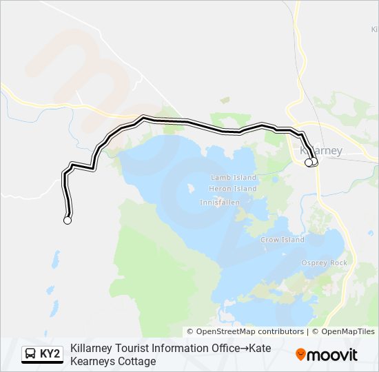 ky2 route schedules stops maps killarney tourist information office kate kearneys cottage