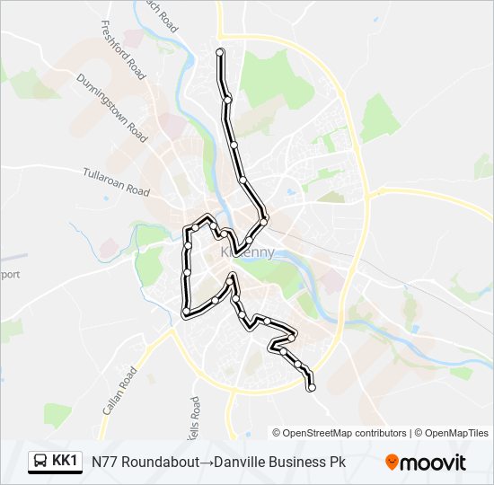 Plan de la ligne KK1 de bus