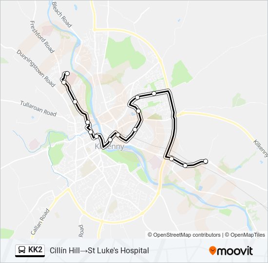 Plan de la ligne KK2 de bus