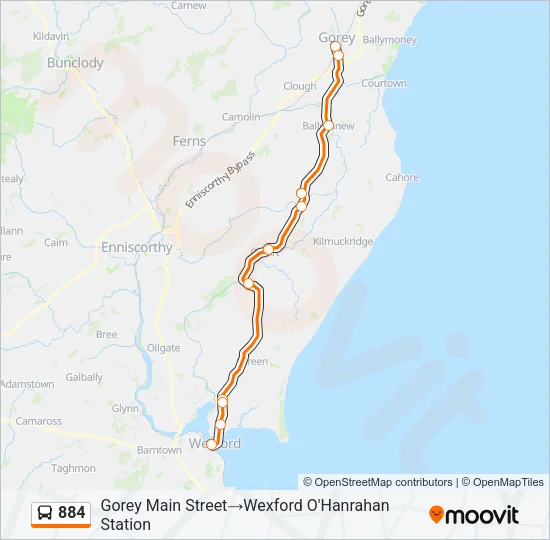 884 Bus Line Map