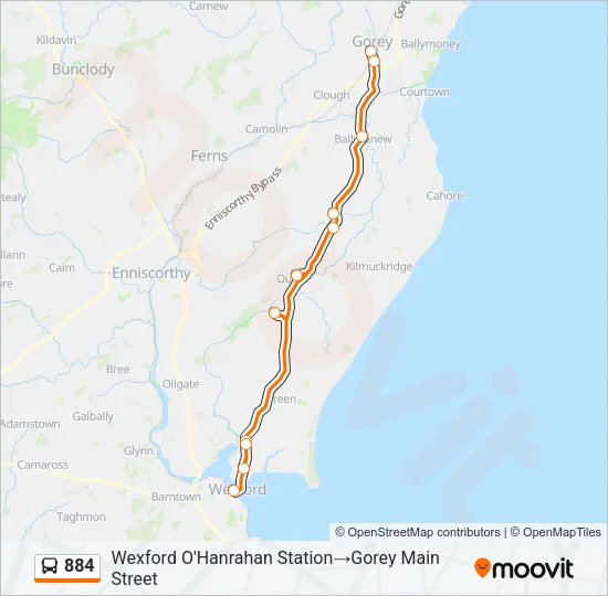 884 Bus Line Map