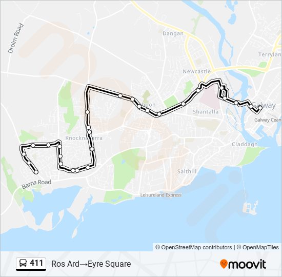 Plan de la ligne 411 de bus