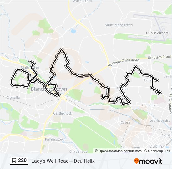 220 Route: Schedules, Stops & Maps - Lady's Well Road‎→Dcu Helix (Updated)