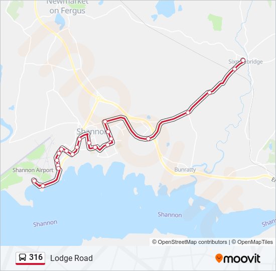 Plan de la ligne 316 de bus