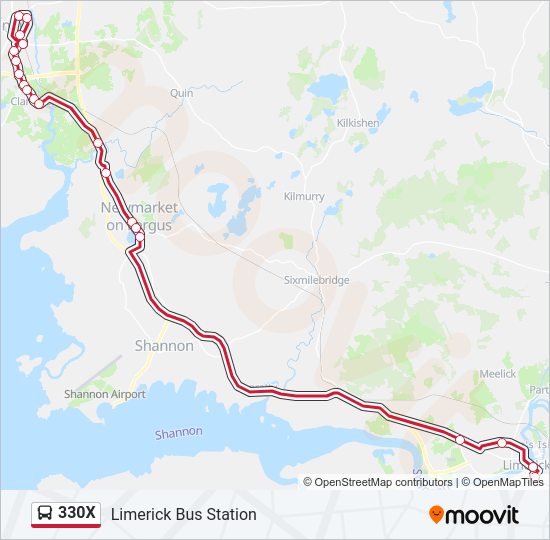 330X bus Line Map