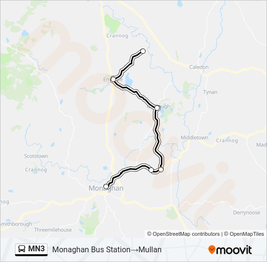 Plan de la ligne MN3 de bus