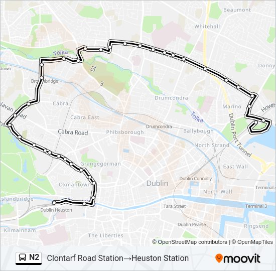 N2 Bus Line Map